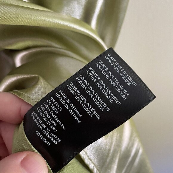 Urban Outfitters Women M Green Metallic Y2K Mallory Asymmetrical Slip Dress NWT - Picture 12 of 14